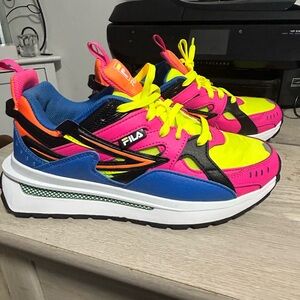 Fila Bright Pink and Yellow Athletic Shoes